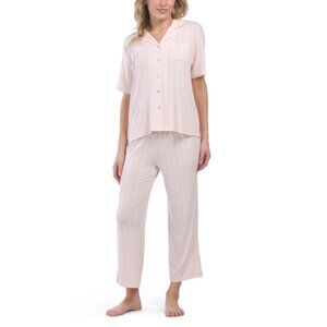 FLORA BY FLORA NIKROOZ Buff 2pc Halle Pointelle Notch Collar Pajama Set